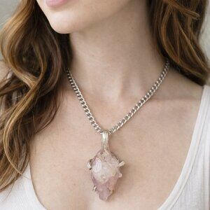 Handmade Amethyst Silver Fork Necklace Pendant